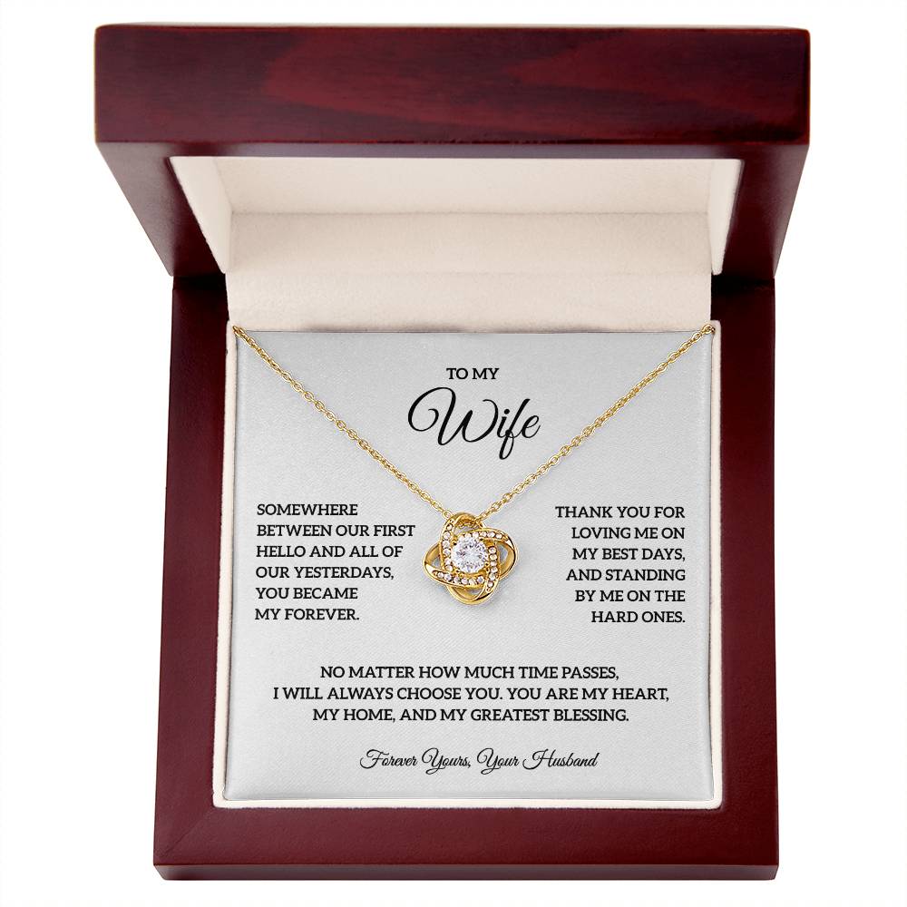 To My Wife – Forever Yours Love Knot Necklace