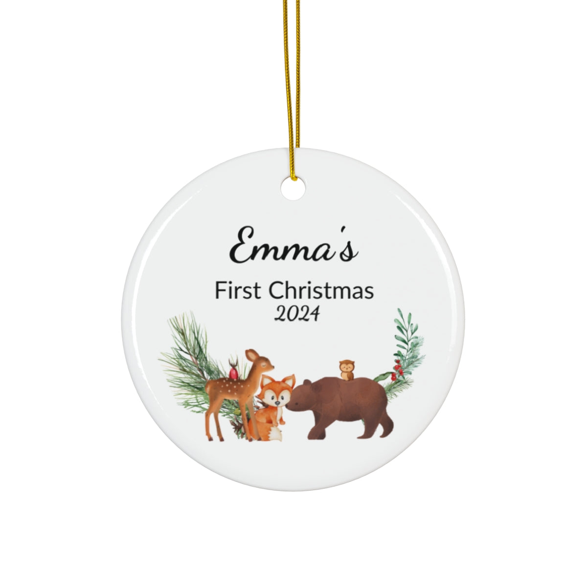 Personalized Ceramic Ornament | Baby's First Christmas