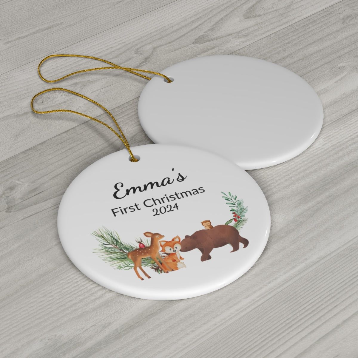 Personalized Ceramic Ornament | Baby's First Christmas