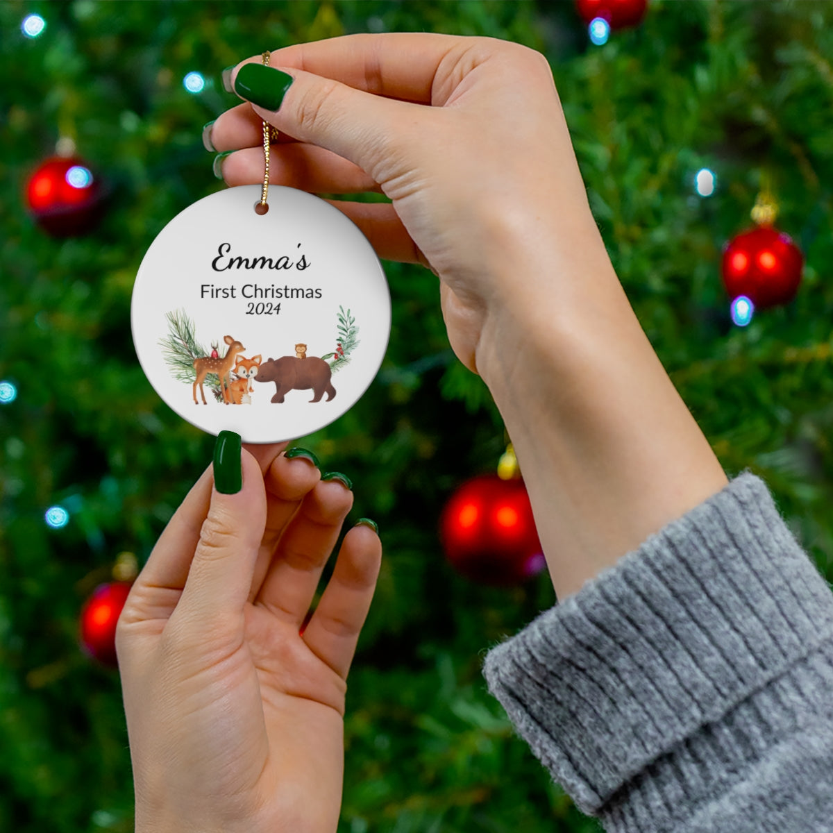 Personalized Ceramic Ornament | Baby's First Christmas