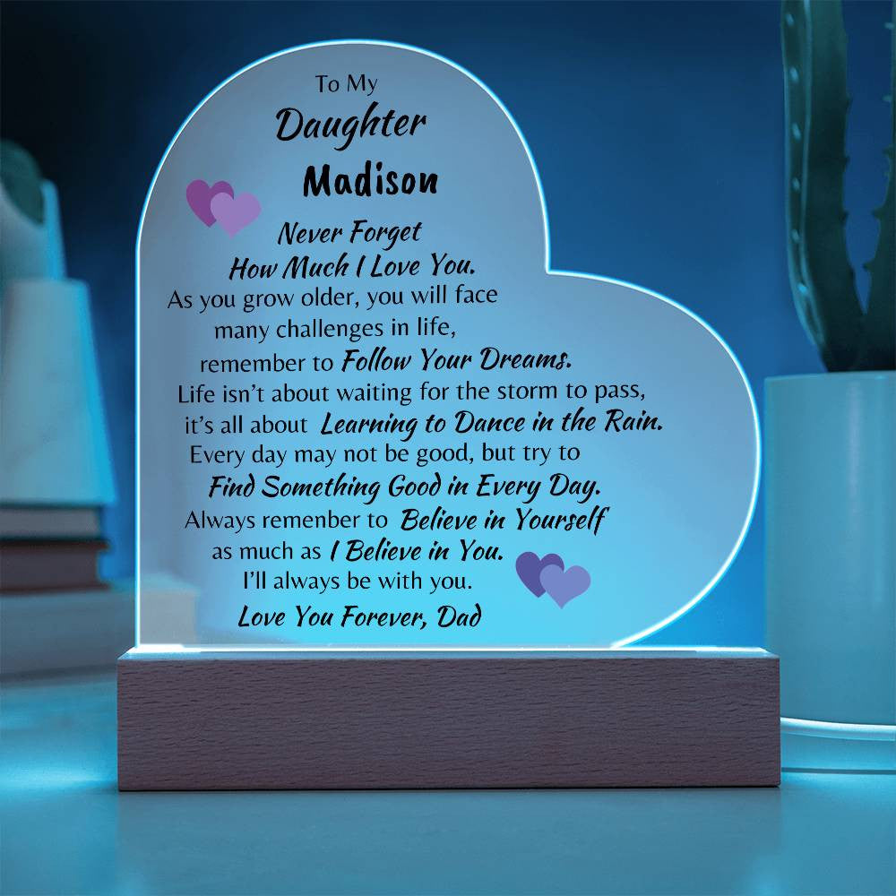 Personalized Daughter Acrylic Heart Plaque From Dad