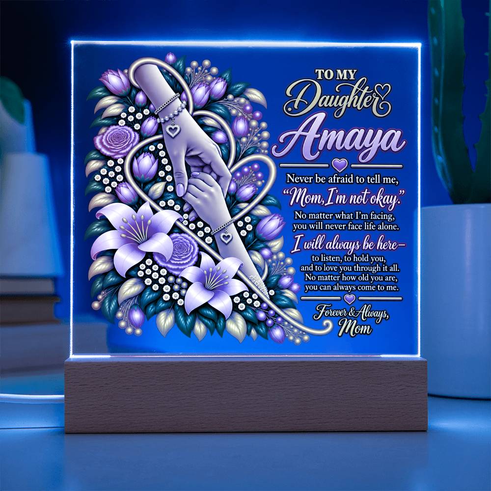 Personalized To My Daughter Acrylic Plaque – Custom Name LED Keepsake Gift from Mom