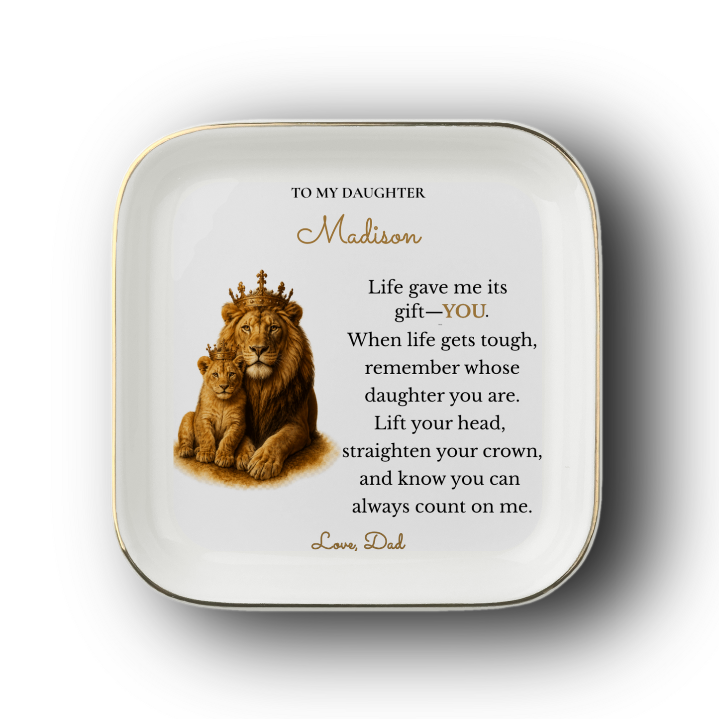 Personalized To My Daughter Lion Jewelry Dish